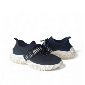 Miu Miu Black & White‎ Logo Stretch Knit Trainers Sneakers 7.5
